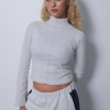 Wellness High Neck Rib Long Sleeve Tee