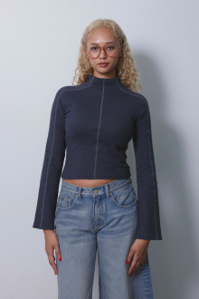 Alternative view of Wellness High Neck Rib Long Sleeve Tee