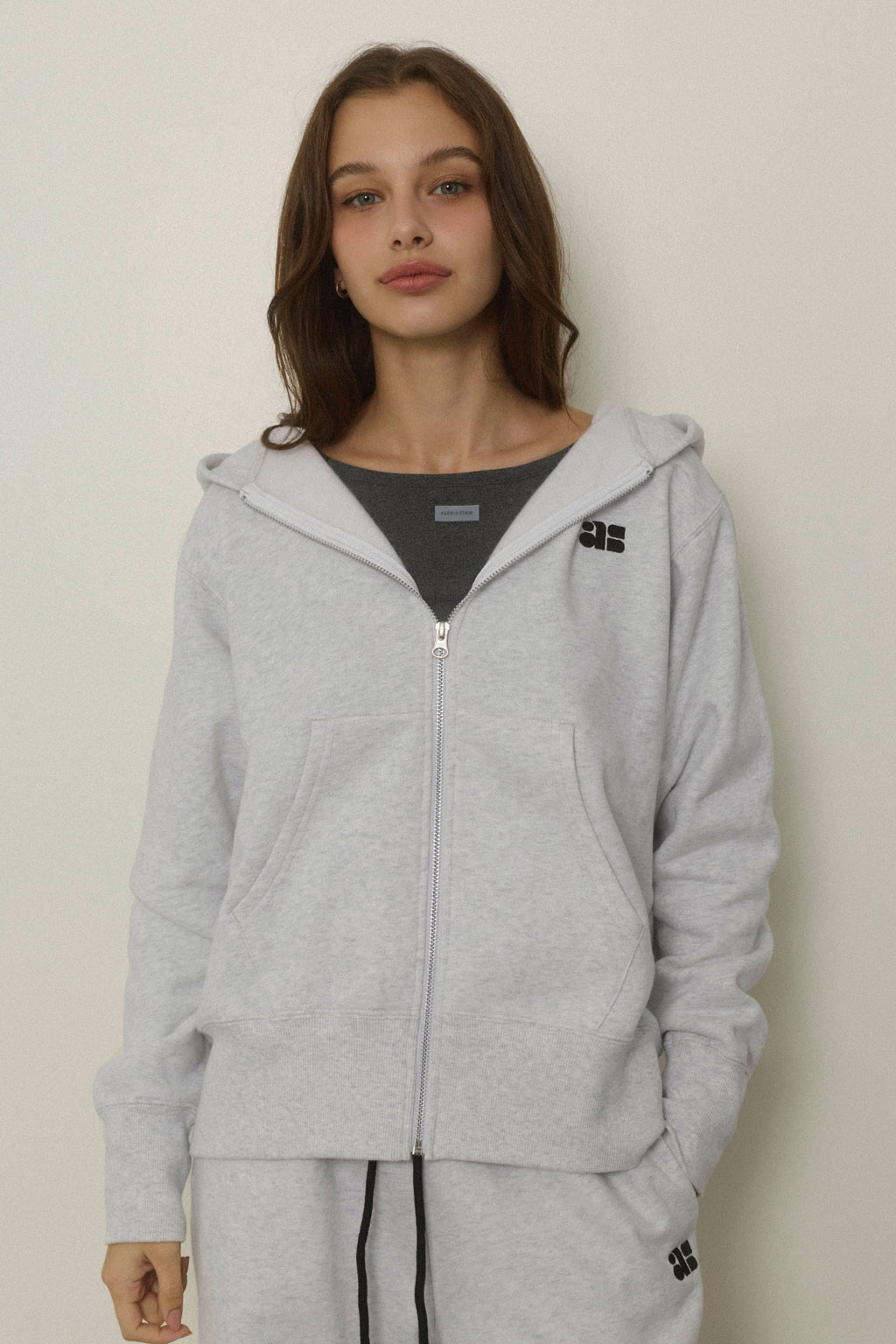 Wellness Contrast Logo Zip Up Hoodie | ALEXIA STAM