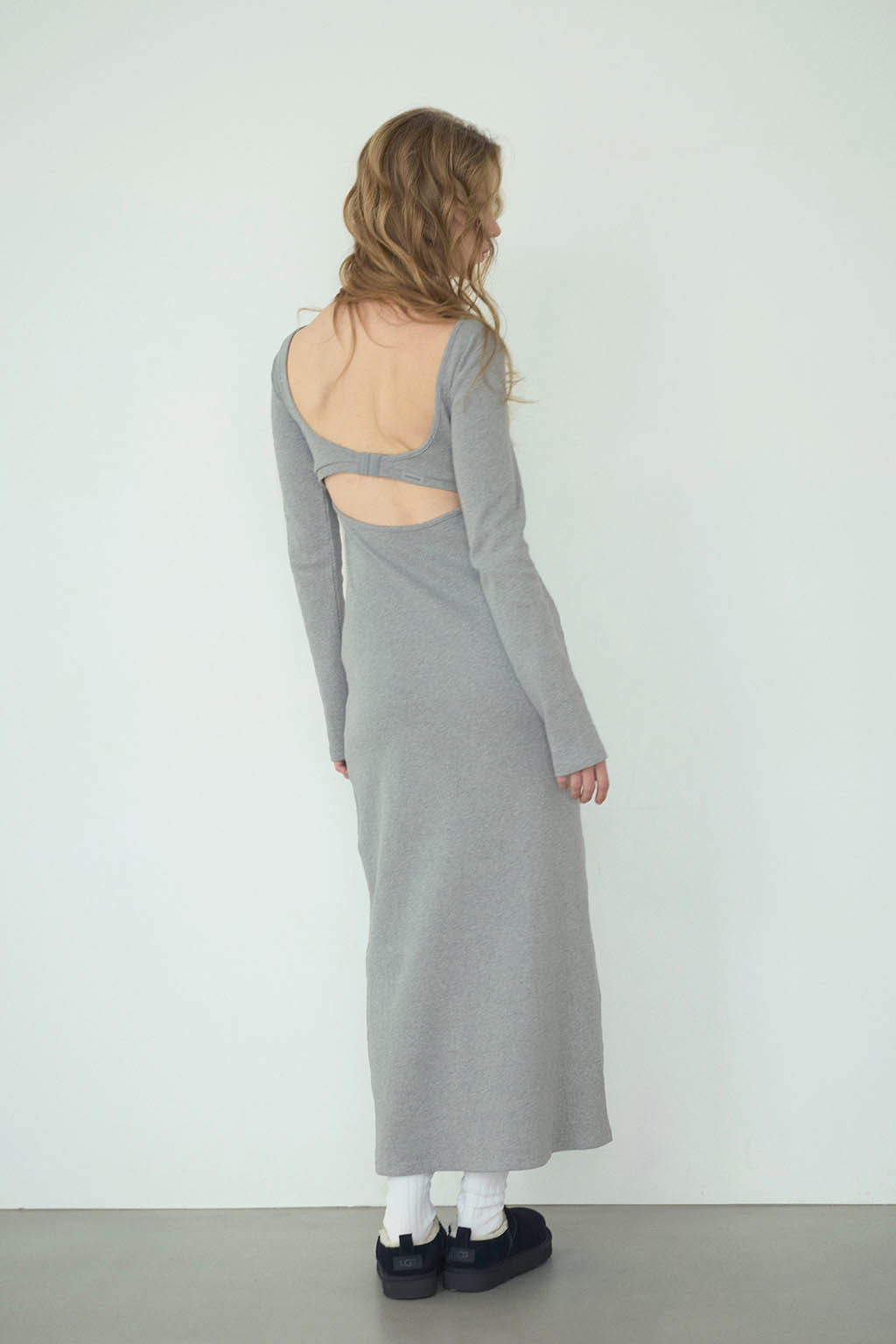 Back Adjuster Long Sleeve Rib Dress
