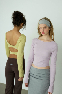 Rib Back Adjuster Long Sleeve Top