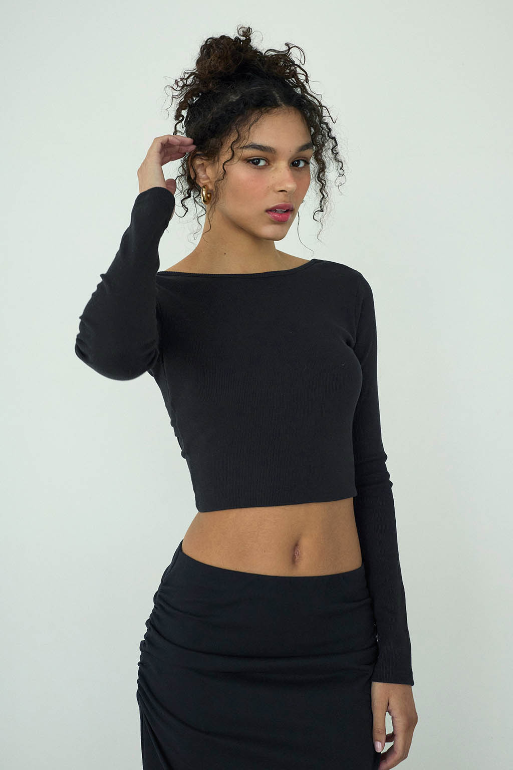 Rib Back Adjuster Long Sleeve Top - 画像 (4)