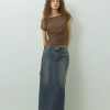 Low Rise Denim Long Skirt