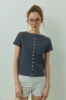 Rib Short Sleeve Cardigan