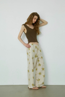 Floral Wide Linen Pants