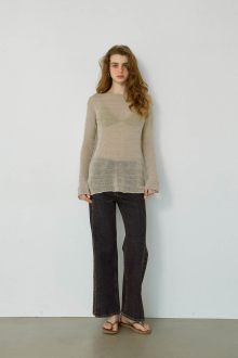 Slit Hem Denim Pants