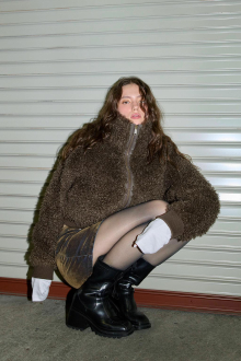 Curly Faux Fur Blouson Espresso