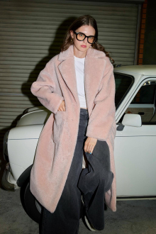 Boa Long Coat Baby Pink