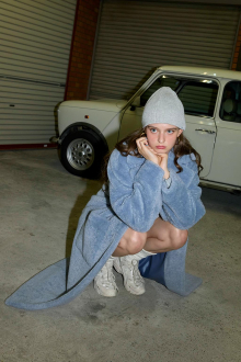Boa Long Coat Milky Blue