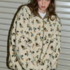 Reversible Floral Boa Jacket Khaki