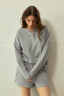 Alternative view of Waffle Henley Top