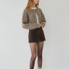 Flocked Denim Mini Skirt