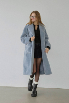 Boa Long Coat Milky Blue