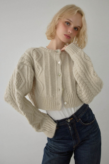 Cropped Cable Knit Cardigan