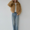 Curly Faux Fur Blouson Caramel