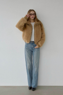 Curly Faux Fur Blouson Caramel