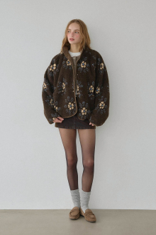 Alternative view of Reversible Floral Boa Jacket Brown