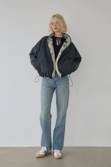 Alternative view of Reversible Floral Boa Jacket Charcoal
