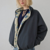 Reversible Floral Boa Jacket Charcoal