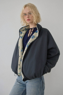 Reversible Floral Boa Jacket Charcoal